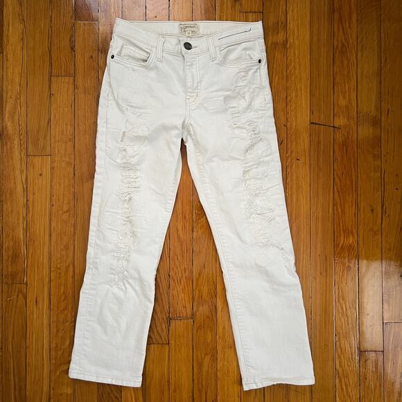 CURRENT/ELLIOTT The High Waist Straight Destroyed Jeans Super Salty Repair 27 - Picture 3 of 15